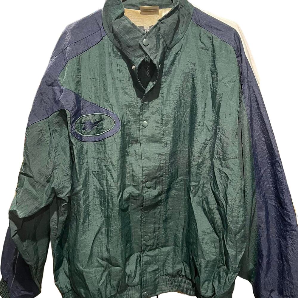 Vintage 90s Reebok Forest Green and Navy Blue Windbreaker Jacket Adult Large